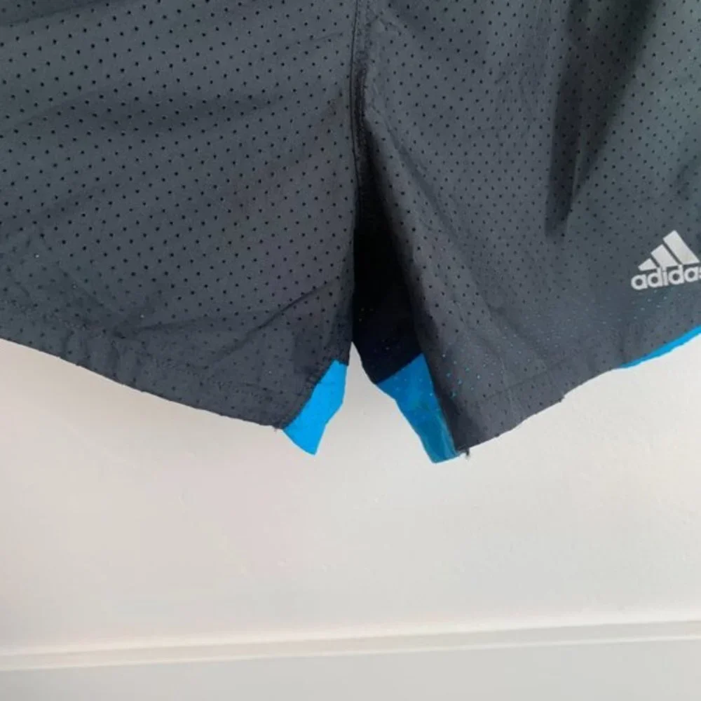 Adidas Black, Green, & Blue Perforated Colorblock Shorts